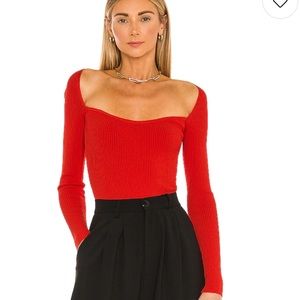 Revolve - Superdown - Naomi Sweetheart Bodysuit in Red